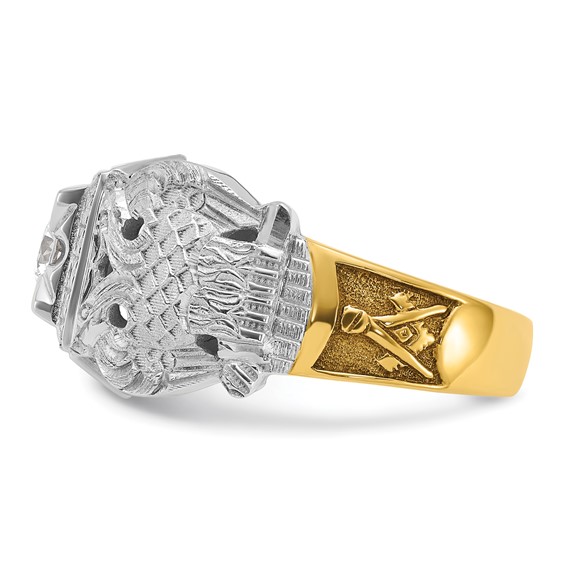 IBGoodman 14k Two-tone Men's Polished and Textured with Black Enamel and Diamond 32nd Degree Scottish Rite Masonic Ring