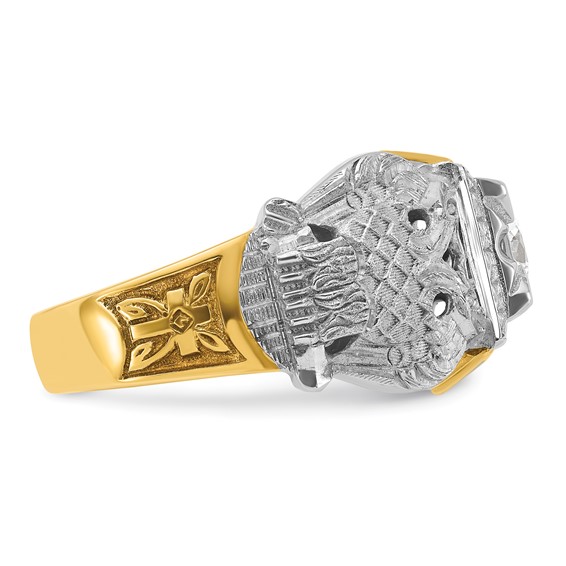 IBGoodman 14k Two-tone Men's Polished and Textured with Black Enamel and Diamond 32nd Degree Scottish Rite Masonic Ring