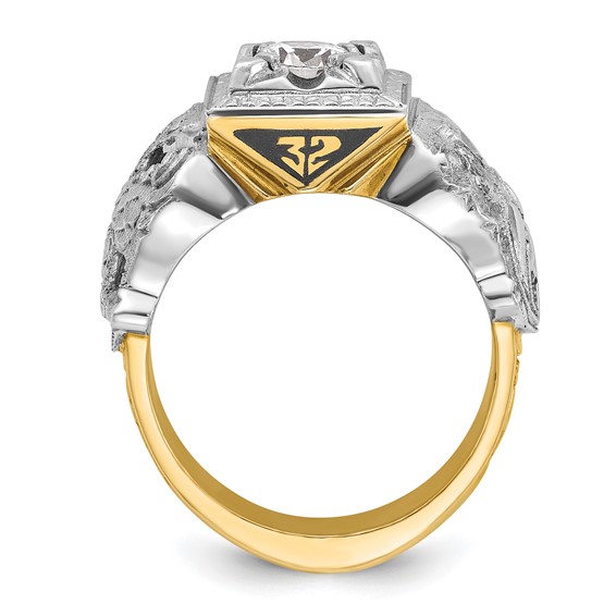 IBGoodman 14k Two-tone Men's Polished and Textured Double Eagle Masonic Shriner's Ring Mounting