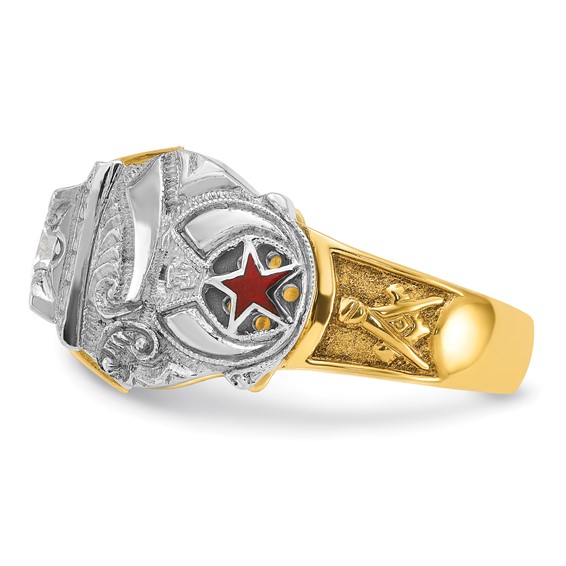IBGoodman 14k Two-tone Men's Polished and Textured Double Eagle Masonic Shriner's Ring Mounting