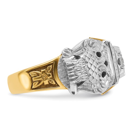 IBGoodman 14k Two-tone Men's Polished and Textured Double Eagle Masonic Shriner's Ring Mounting