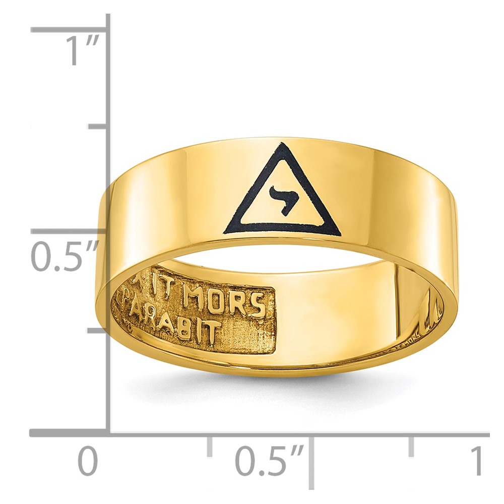 IBGoodman 10k Men's Polished with Black Enamel 14th Degree Grand Elect Masonic Ring (B02500-0Y)