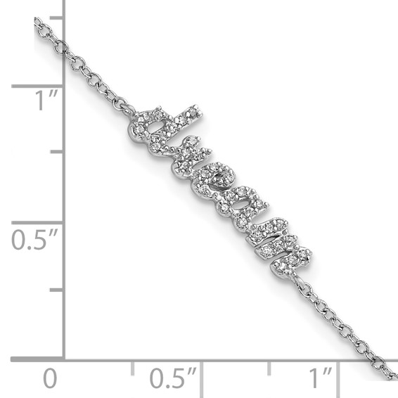 Sterling Silver Rhodium Plated CZ Mini Word Dream Bracelet