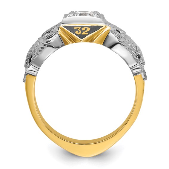 IBGoodman 10k Two-tone Men's Polished and Textured 32nd Degree Scottish Rite Masonic Ring Mounting