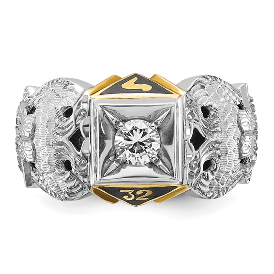 IBGoodman 10k Two-tone Men's Polished and Textured 32nd Degree Scottish Rite Masonic Ring Mounting