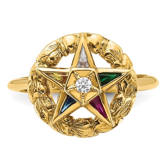 IBGoodman 14k Women's Polished and Textured Eastern Star Masonic Ring Mounting