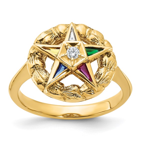 IBGoodman 14k Women's Polished and Textured Eastern Star Masonic Ring Mounting