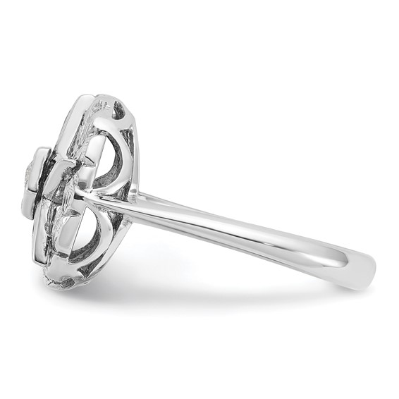 IBGoodman Sterling Silver Women's Polished and Textured with Multi-color CZ and Diamond Eastern Star Masonic Ring