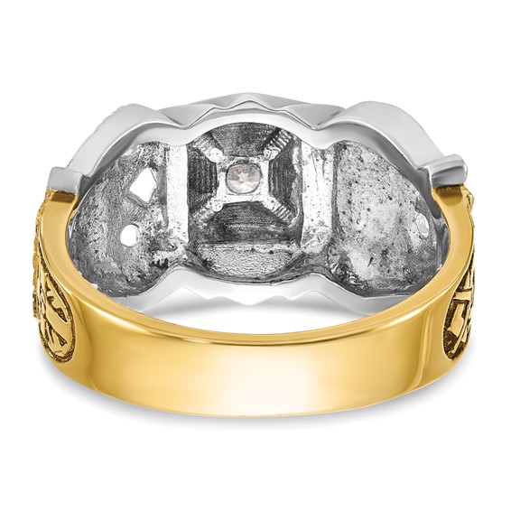 IBGoodman 14k Two-tone Men's Polished and Textured Double Eagle Masonic Shriner's Ring Mounting