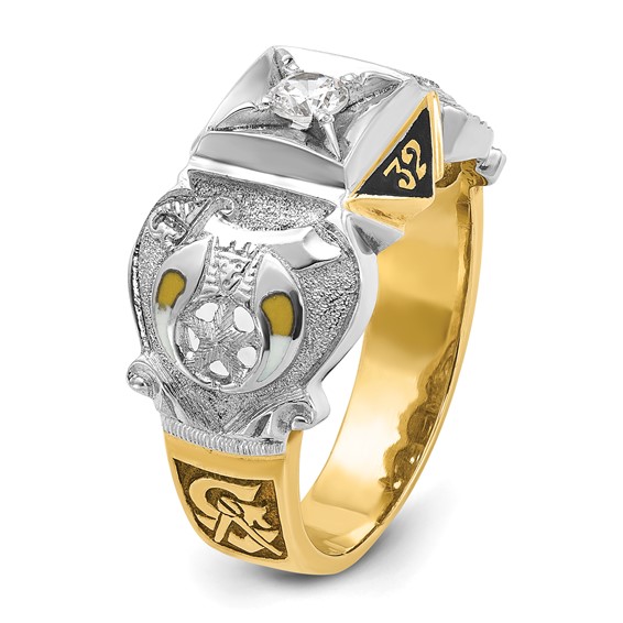 IBGoodman 14k Two-tone Men's Polished and Textured Double Eagle Masonic Shriner's Ring Mounting