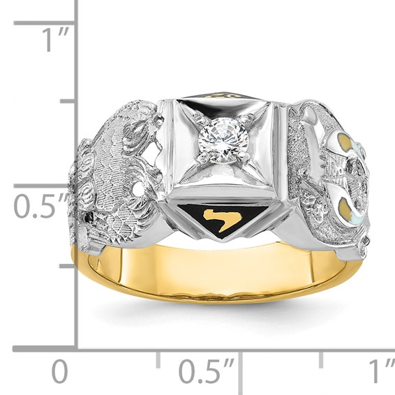 IBGoodman 14k Two-tone Men's Polished and Textured Double Eagle Masonic Shriner's Ring Mounting