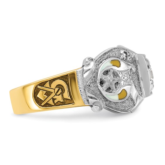 IBGoodman 14k Two-tone Men's Polished and Textured Double Eagle Masonic Shriner's Ring Mounting