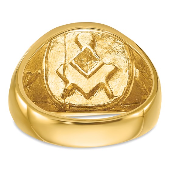 IBGoodman 14k with White Rhodium Men's Polished and Textured Diamond Blue Lodge Master Masonic Ring