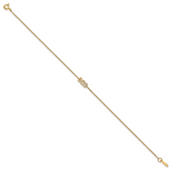 Sterling Silver Gold-tone CZ X&O 7.5in Bracelet