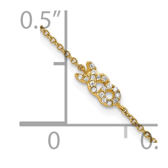 Sterling Silver Gold-tone CZ X&O 7.5in Bracelet