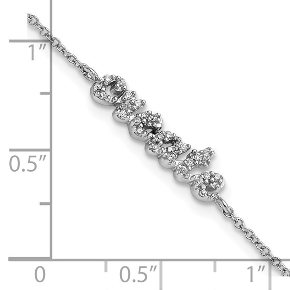 Sterling Silver Rhodium-plated CZ "CREATE" 7.25in Bracelet