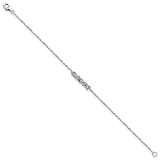 Sterling Silver Rhodium-plated CZ "AMOUR" 7in Bracelet