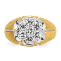 IBGoodman 14K Two-Tone 1 Carat Lab Grown Diamond VS SI+ G+ Complete Men's Cluster Ring view 4