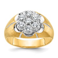 IBGoodman 14K Two-Tone 1 Carat Lab Grown Diamond VS SI+ G+ Complete Men's Cluster Ring view 1