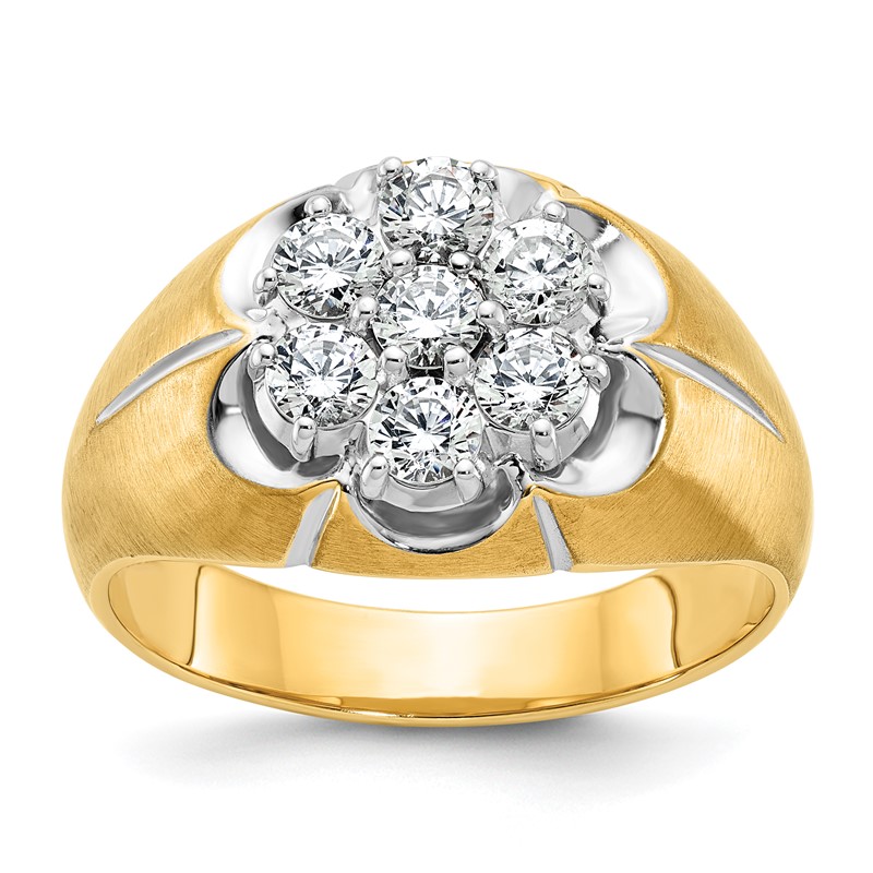 IBGoodman 14k Two-Tone 1 carat Lab Grown Diamond VS/SI+ G+ Complete Men's Cluster Ring
