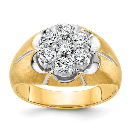 IBGoodman 14K Two-Tone 1 Carat Lab Grown Diamond VS SI+ G+ Complete Men's Cluster Ring