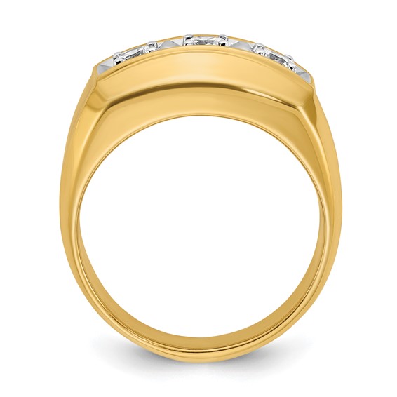 IBGoodman 14k Two-tone Men's Polished and Satin 3-Stone 1/2 Carat AA Quality Diamond Ring