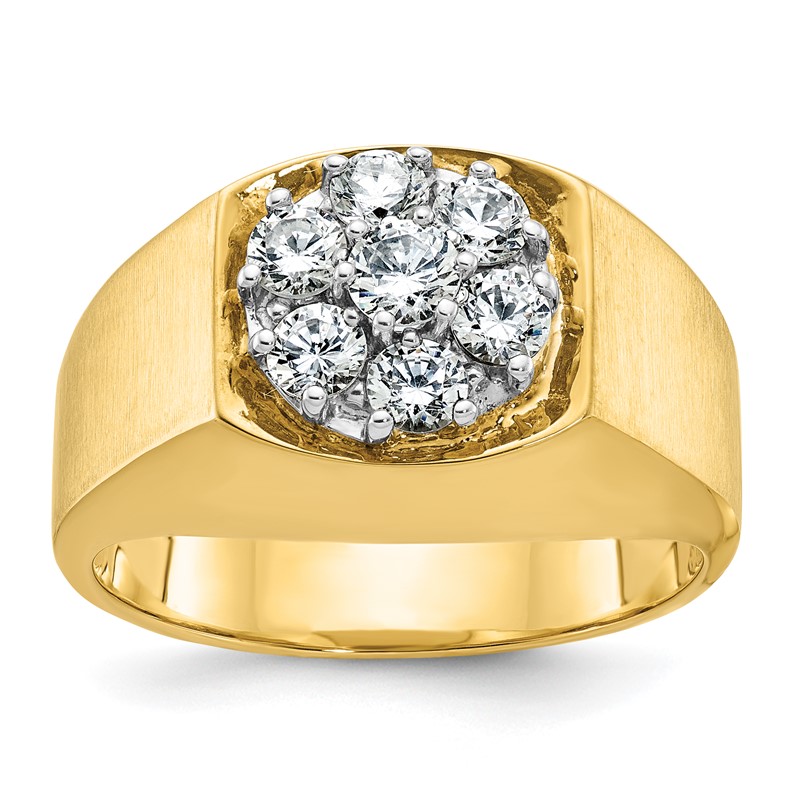 IBGoodman 14k Two-Tone 1 carat Lab Grown Diamond VS/SI+ G+ Complete Men's Cluster Ring