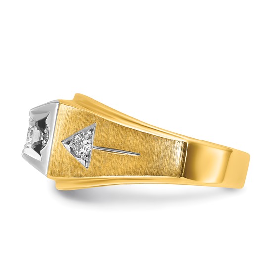 IBGoodman 14k Two Tone 3/4 carat Lab Grown Diamond VS/SI+ G+ Complete Polished and Satin Men's Ring