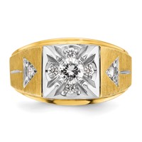 IBGoodman 14K Two Tone 0.75 Carat Lab Grown Diamond VS SI+ G+ Complete Polished and Satin Men's Ring view 5