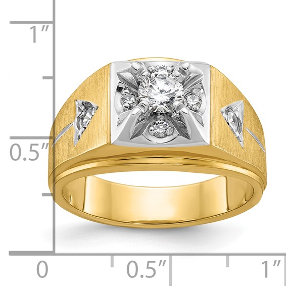 IB Goodman 14k Two-tone Mens Polished and Satin 3/4 carat Diamond Complete Ring