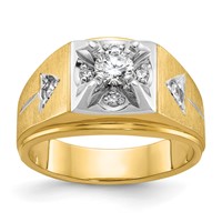 IBGoodman 14K Two Tone 0.75 Carat Lab Grown Diamond VS SI+ G+ Complete Polished and Satin Men's Ring view 1