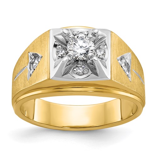 IBGoodman 14K Two Tone 0.75 Carat Lab Grown Diamond VS SI+ G+ Complete Polished and Satin Men's Ring