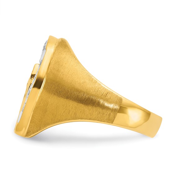 IB Goodman 14k with White Rhodium Mens Satin Horse and Horseshoe 3/4 carat Diamond Complete Ring