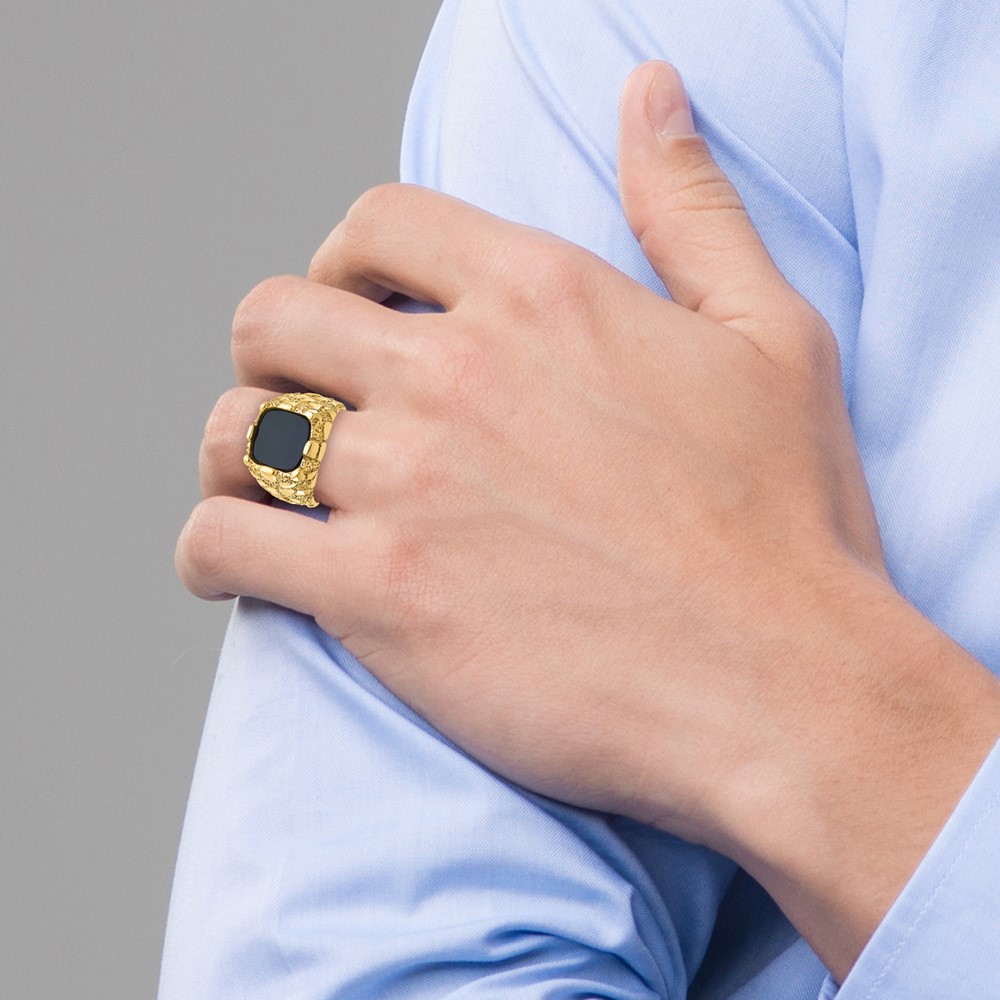 14k IBGoodman Men's Onyx Nugget Complete Ring (B05245-4YOX)
