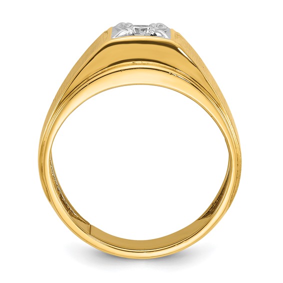 10k Two-tone Mounting IBGoodman Men's Polished and Satin Diamond Ring