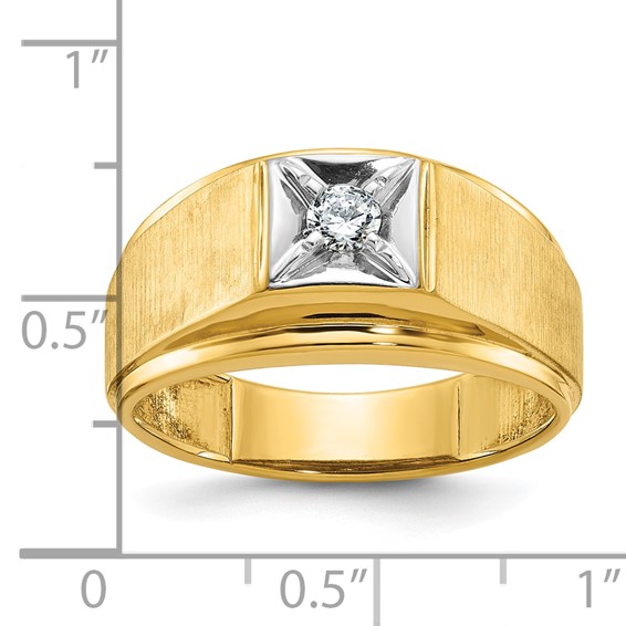10k Two-tone Mounting IBGoodman Men's Polished and Satin Diamond Ring