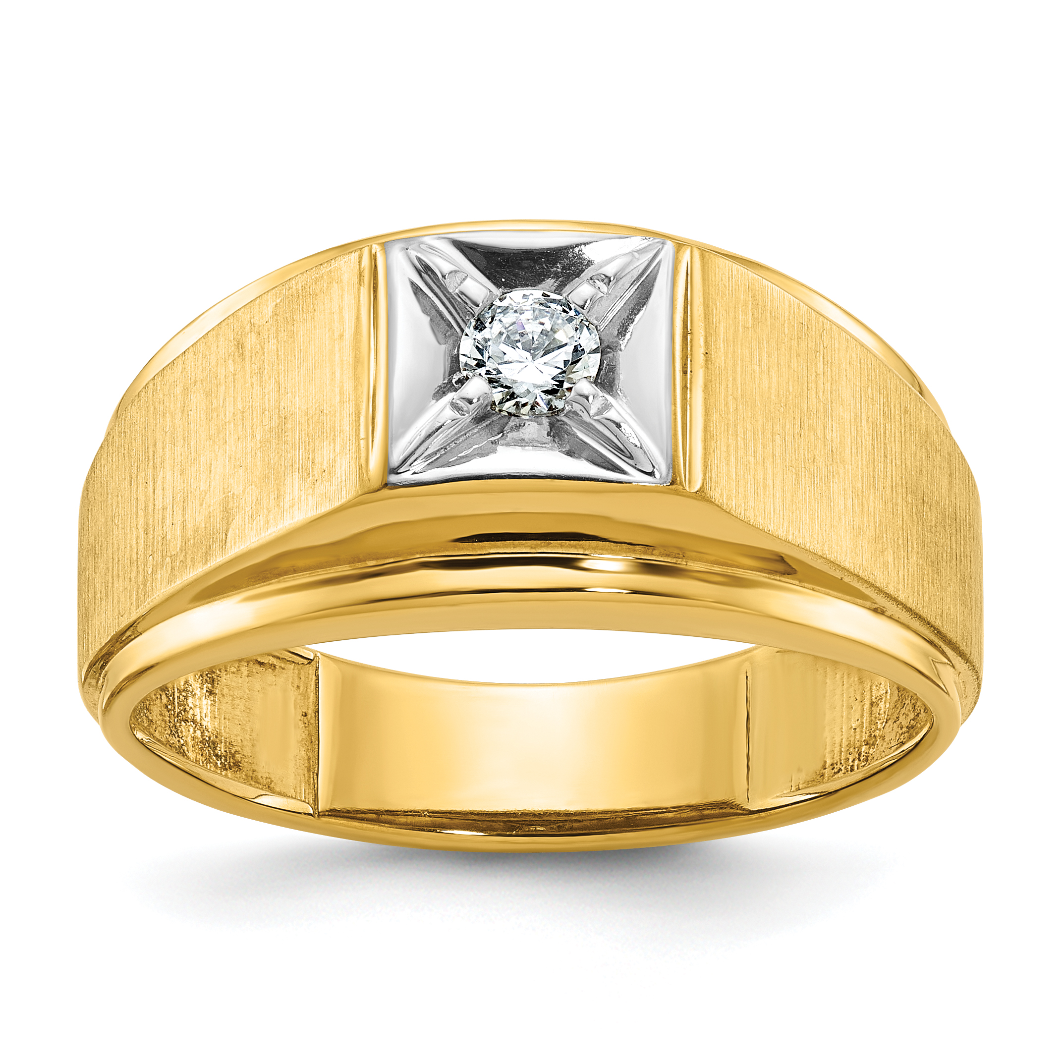 10k Two-tone IBGoodman Men's Polished and Satin Diamond Complete Ring (B05502-0YWA)