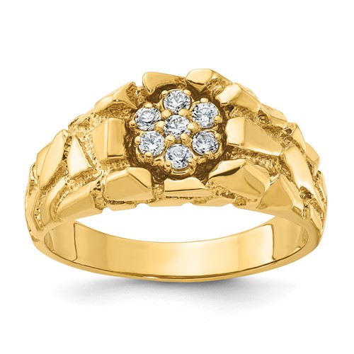 IBGoodman 14K Yellow Gold 0.25 Carat Lab Grown Diamond VS SI+ G+ Complete Men's Cluster Nugget Ring