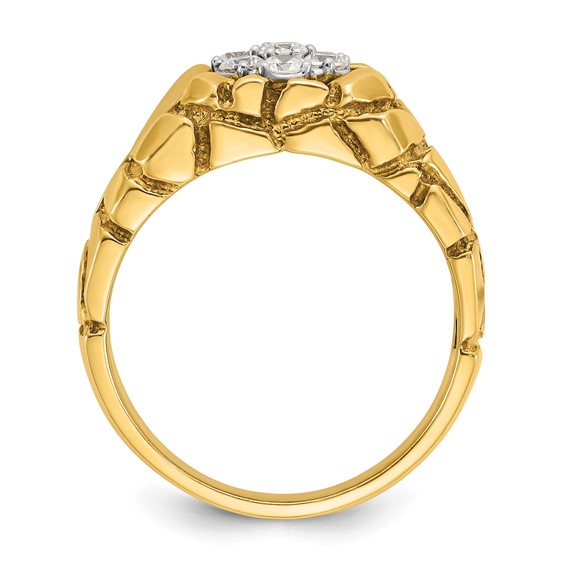 14k Two-tone IBGoodman Men's Diamond Nugget Cluster Complete Ring
