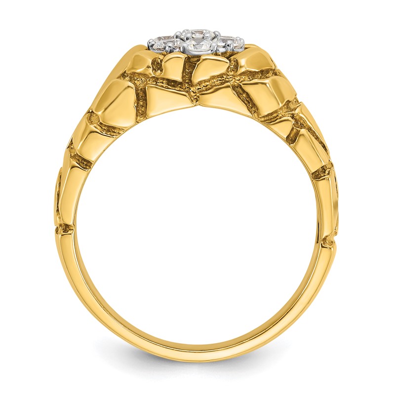 IBGoodman 14k Two-Tone 1/2 carat Lab Grown Diamond VS/SI+ G+ Complete Men's Textured Cluster Nugget Ring