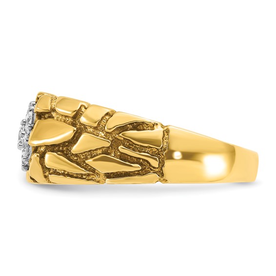 14k Two-tone IBGoodman Men's Diamond Nugget Cluster Complete Ring