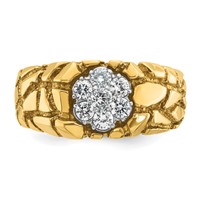 IBGoodman 14K Two-Tone 0.50 Carat Lab Grown Diamond VS SI+ G+ Complete Men's Textured Cluster Nugget Ring view 4