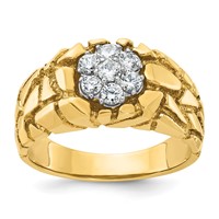 IBGoodman 14K Two-Tone 0.50 Carat Lab Grown Diamond VS SI+ G+ Complete Men's Textured Cluster Nugget Ring view 1