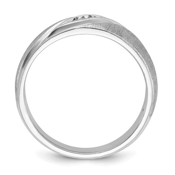 IBGoodman 14k White Gold 1/15 carat Lab Grown Diamond VS/SI+ G+ Complete Polished and Satin Men's Ring