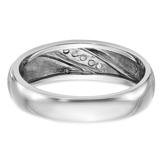 IBGoodman 14k White Gold Men's Polished and Satin 1/15 Carat AA Quality Diamond Ring