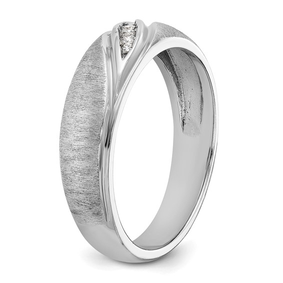 IBGoodman 14k White Gold Men's Polished and Satin 1/15 Carat AA Quality Diamond Ring