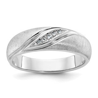IBGoodman 14k White Gold Men's Polished and Satin 1/15 Carat AA Quality Diamond Ring