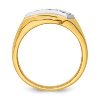 IBGoodman 14K Ring with White Rhodium 0.50 Carat Lab Grown Diamond VS SI+ G+ Complete Polished and Grooved Three Stone Men's view 2