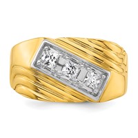 IBGoodman 14K Ring with White Rhodium 0.50 Carat Lab Grown Diamond VS SI+ G+ Complete Polished and Grooved Three Stone Men's view 5