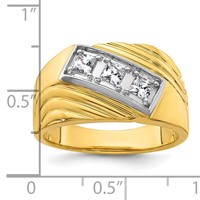 IBGoodman 14K Ring with White Rhodium 0.50 Carat Lab Grown Diamond VS SI+ G+ Complete Polished and Grooved Three Stone Men's view 3